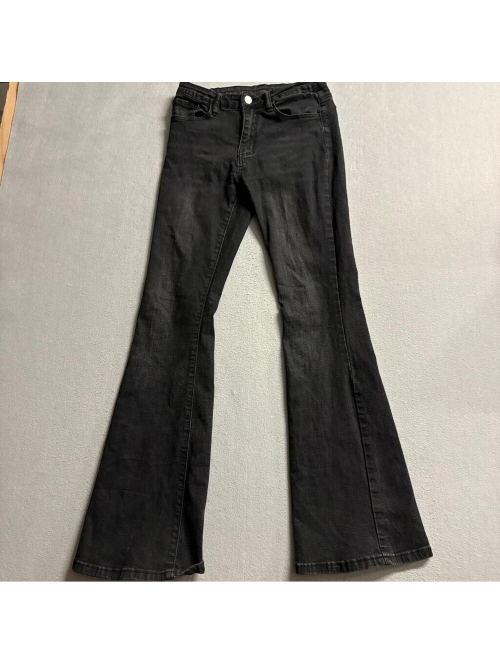 Shein Womens Flare Jeans Size 6 Black High Rise Stretch Bell Bottom Denim Pants